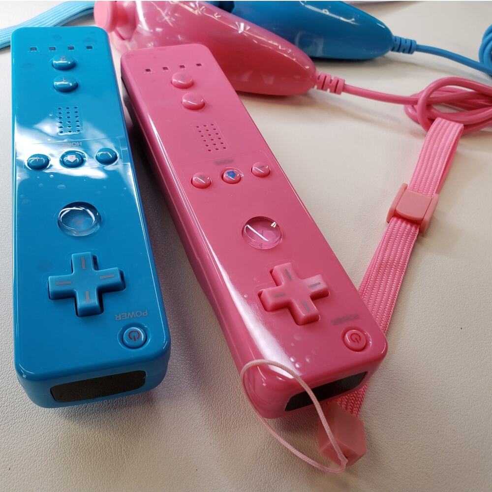 2 Pack Replacement for Nintendo Wii Remote Motion Controller Pink, Blue